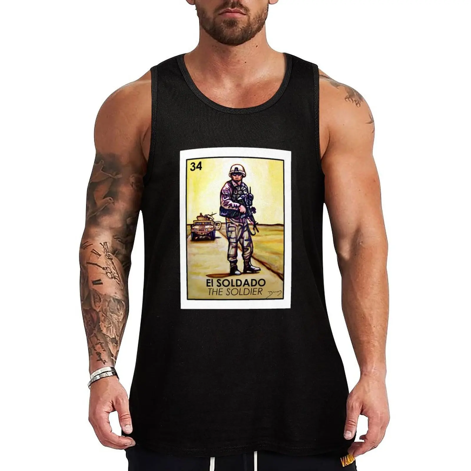 

El Soldado I - The Soldier I - Loteria Tank Top Workout Athletic Tank Top Breathable Sleeveless Wear