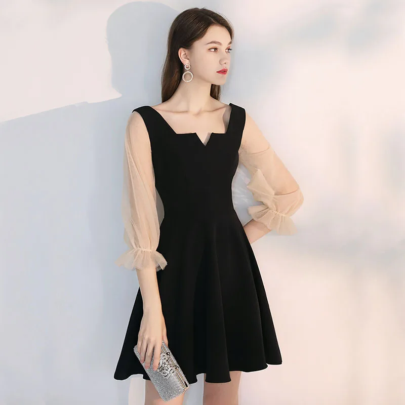 DongCMY Annual Evening Dress Women Banquet High-grade Texture Usually Can Wear Black French High-end Cocktail Dress