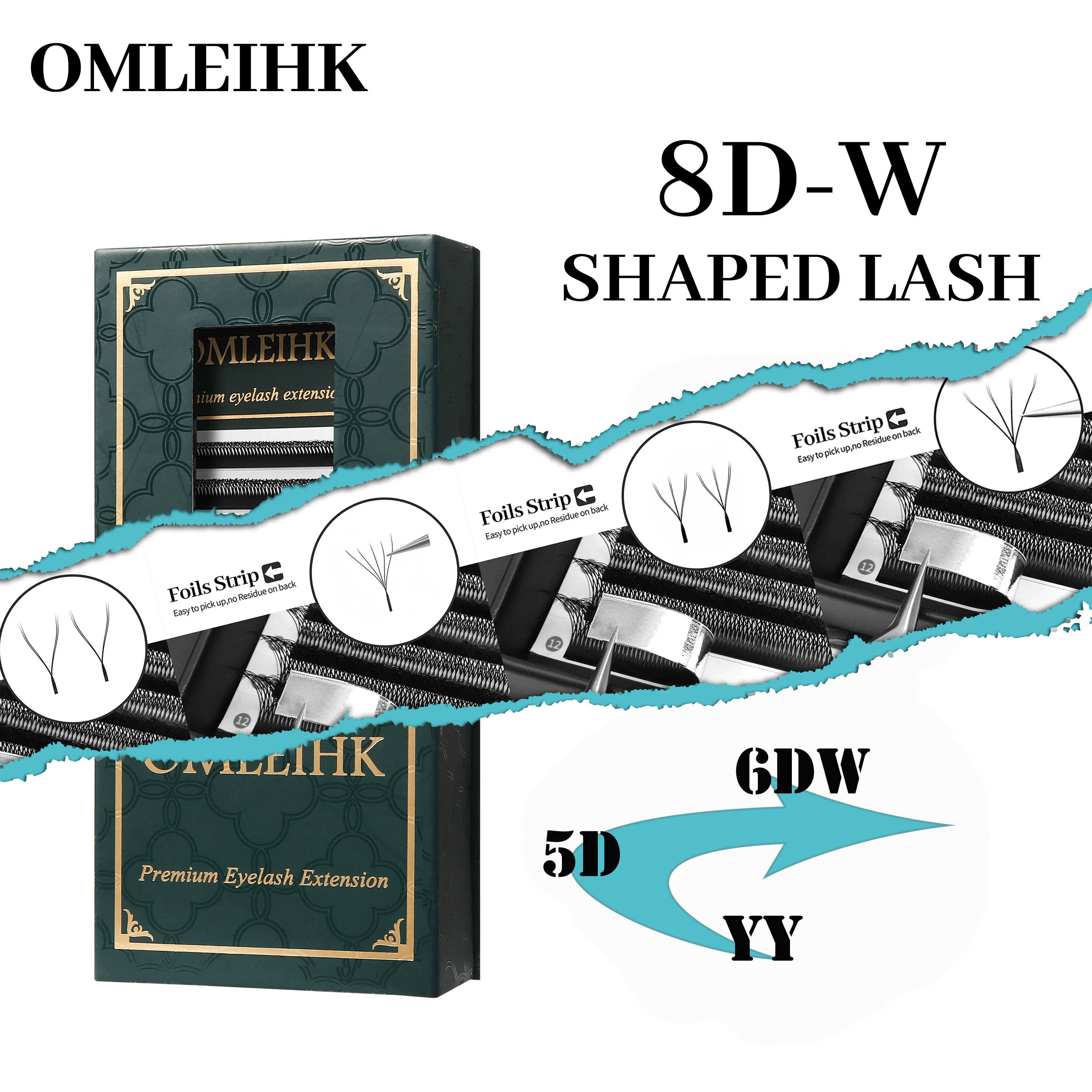 OMLEIHK 8D W (Duplo 4D) 속눈썹 연장 부드럽고 가벼운 볼륨 속눈썹 자연스러운 룩 전문 살롱 사용