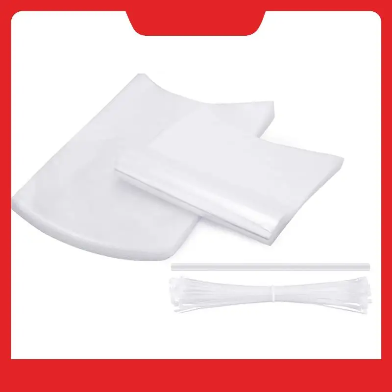 100 Pcs Poultry Shrink Wrap Bags With Zip Ties, Silicone Straw For Chickens Rabbits Food Storage For Turkey,Chickens,Rabbits