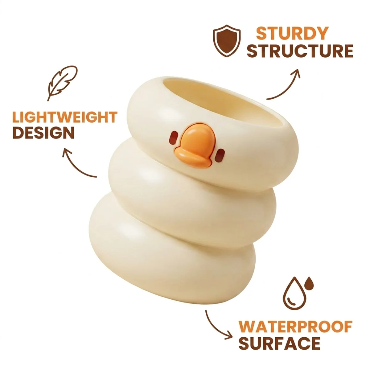 Cute Duck Pen Holder Kawaii Desktop Pencil Cup Organizer for Students School Office Desk Makeup Brushes Art Supplies