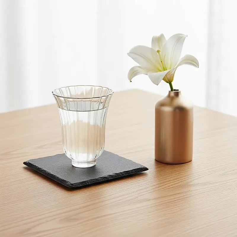 Japanese Floral Petal Design 50ml Clear Glass Tea Cup Heat Resistant Gongfu Tea Accessory for Holiday Gifting Use