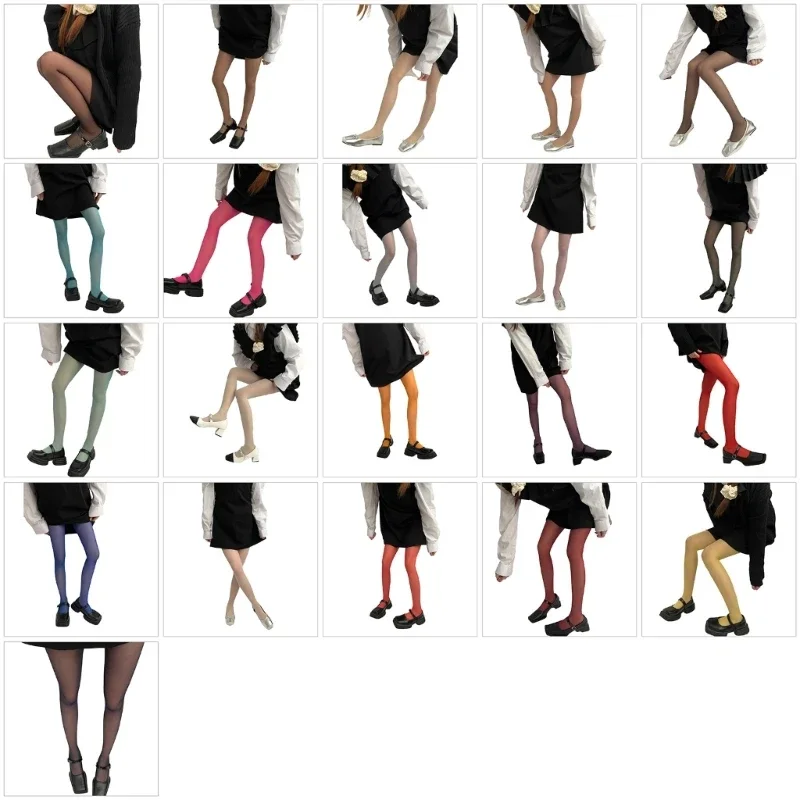 

Women Summer Semi Opaque Colorful Pantyhose Thin Candy Colored Sheer Silk Tights Wholesale