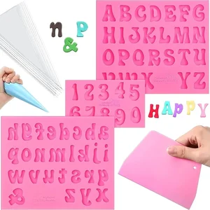 Nuevos numerales árabes de bricolaje en inglés Alphabet silicona molde de chocolate hecha a mano Decoración de pasteles de pastel de horno kit de galletas de fondant 12 Mejor molde de cartas de ventas - №6