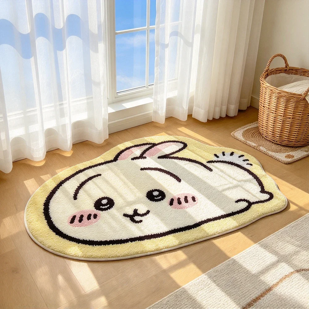 Hot Sale 2027 Chiikawa Cartoon Rug Anime Hachiware Usagi Plush Floor Mat Bathroom Non-Slip Carpet Cushion Soft Living Room Decor