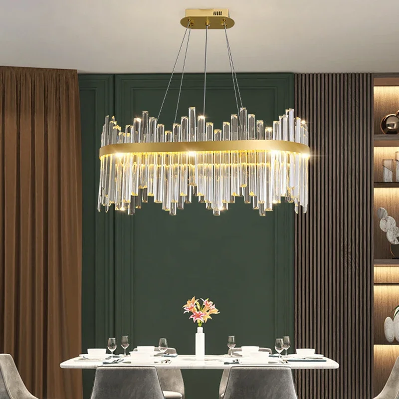 Modern luxury ceiling chandelier round shiny dimmable chandelier suitable for living room bedroom crystal lighting fixtures