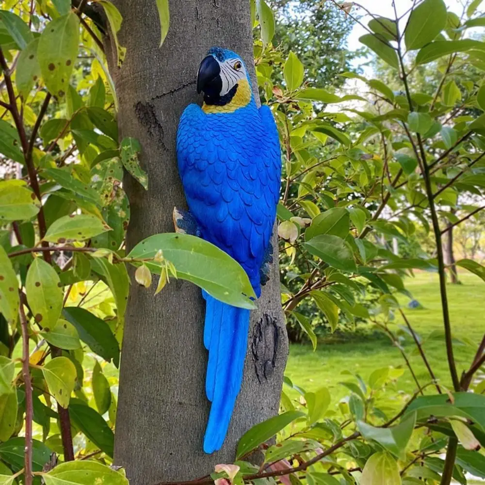 

Garden Decoration Resin Parrot Statue Wall Mounted Hanging DIY Garden Sculptures Simulated Waterproof Bird Figurines Lawn