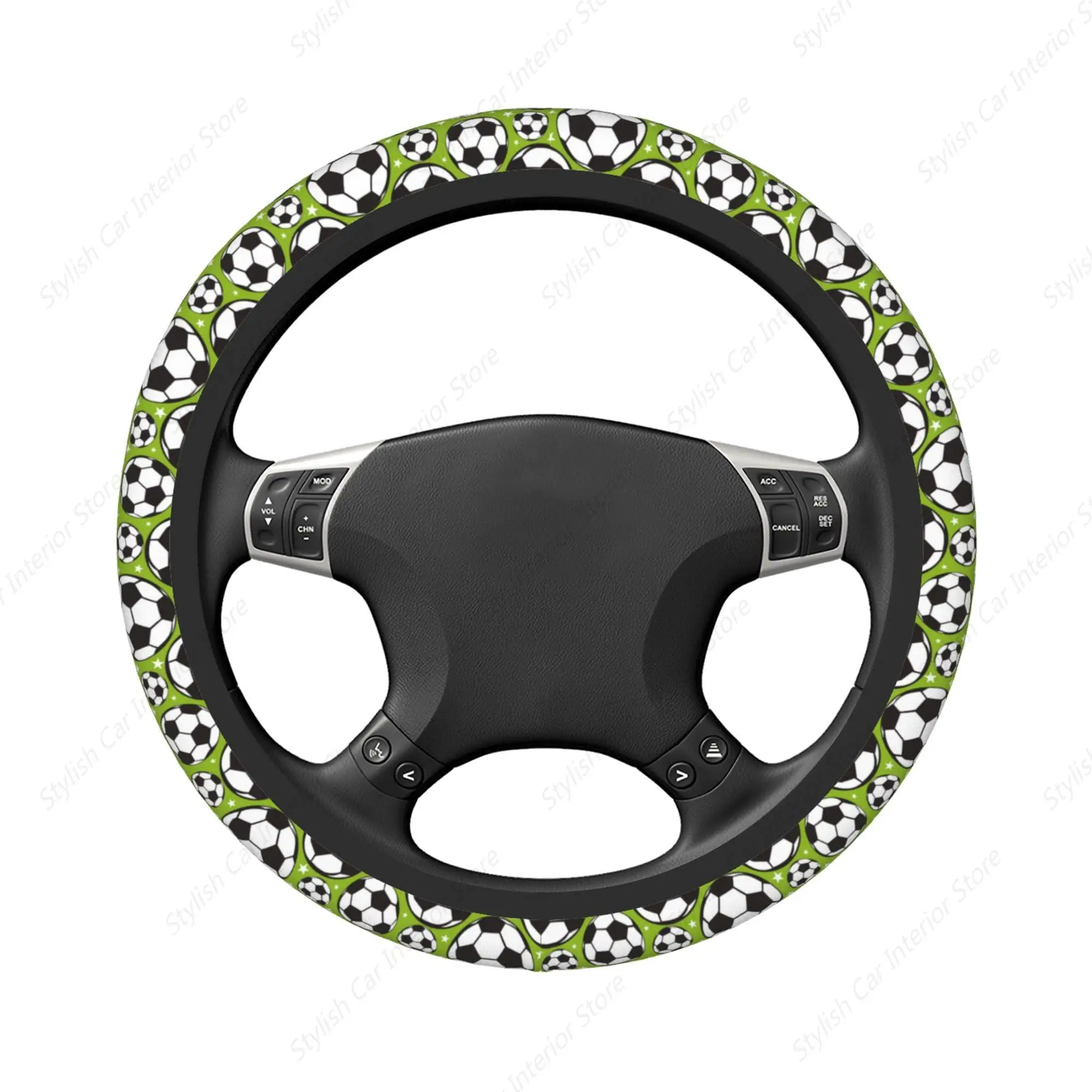 Steering Wheel Cover Football and Soccer Elastic Steering Wheel Protector Neoprene Anti-Slip Sweat Absorption Universal