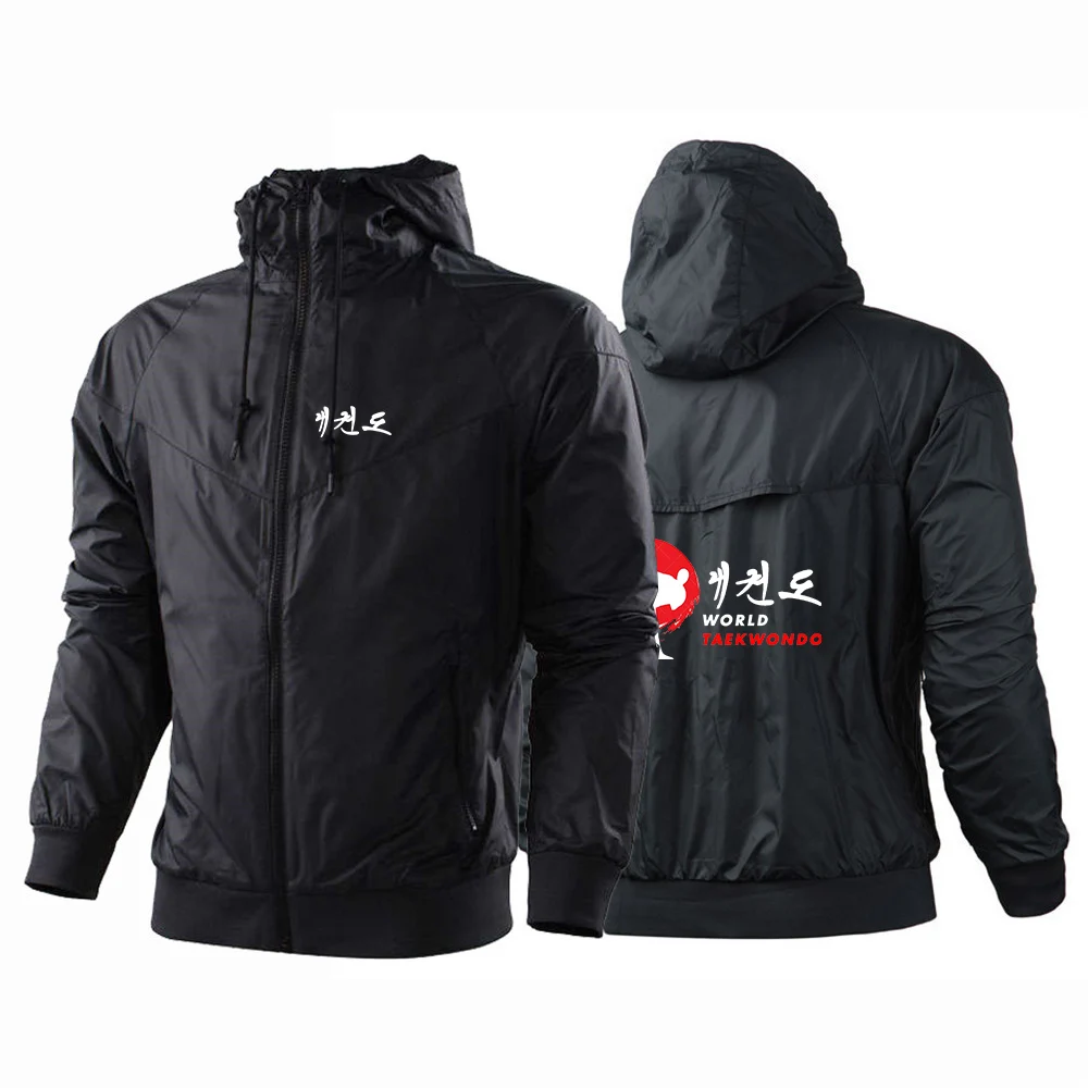 WTF World Taekwondo Federation New Men\'s Splicing Windbreaker Thin Comfortable Slim Fit Sports Zipper Jacket Hoodies Coat