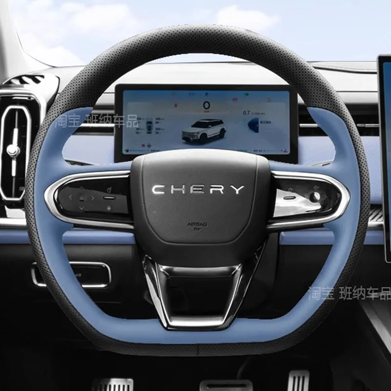 Hand-stitched non-slip genuine leather Car Steering Wheel Cover For Chery EU Da Airuize 8 Tiggo 7 5PLUS T6 Tiggo 9 2023 2024