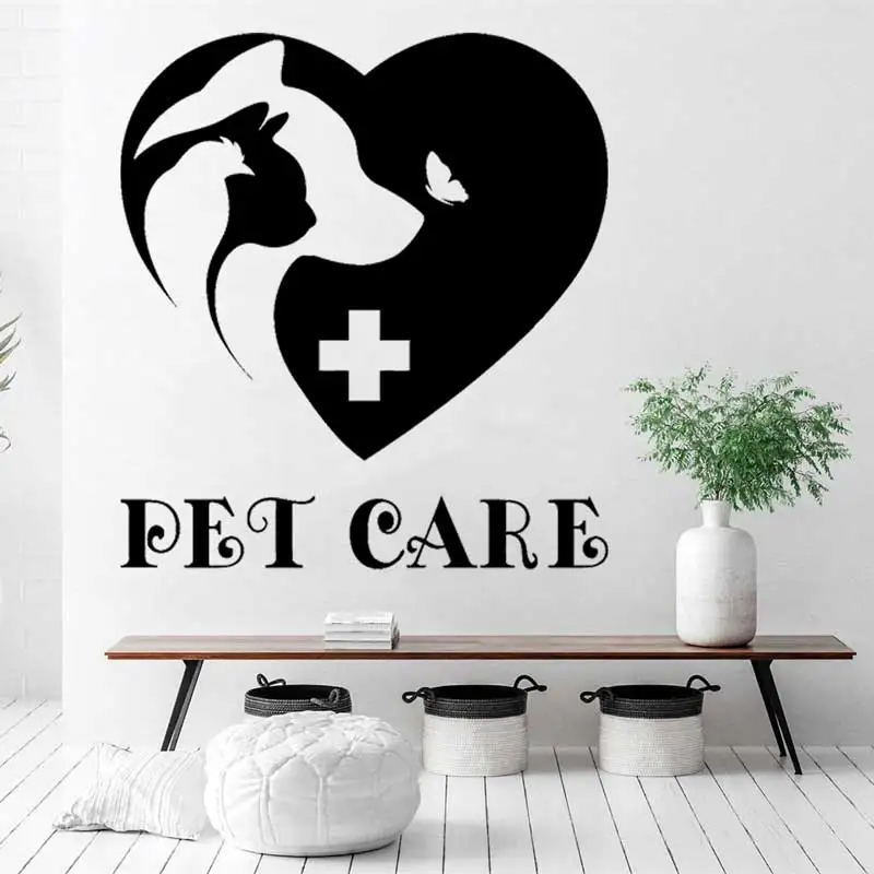 Pet Hospital Care Services Wall Stickers Cat Dog Grooming Shaving Nursery Animal Clinic Art Deco Vinyl Decals Pet Room Dress Up
