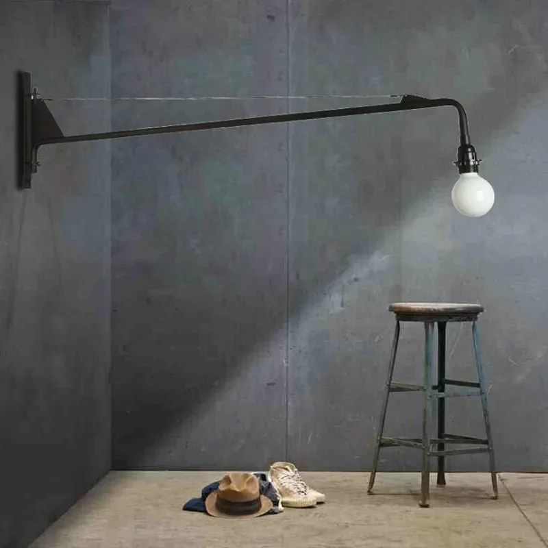 

Modern Long Arm Wall Light Retro Rotating Wall Lamp for Bedroom Living Room Restaurant Industrial Long Pole Wall Lamp