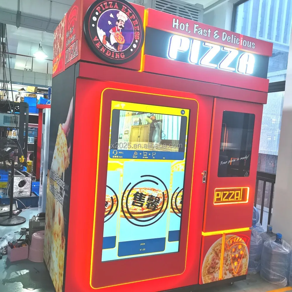 Fully Automatic Pizza Vending Machine for Sale, Robotic Smart Technology with Oven and Dough Preparation, Fresh Hot Food