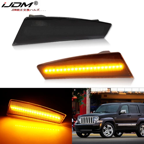 2 uds luces LED de marcador lateral T10 amarillo ámbar 12V para Jeep Cherokee Liberty(KK) 2008-2012 lámpara de señal de giro de parachoques delantero, blanco