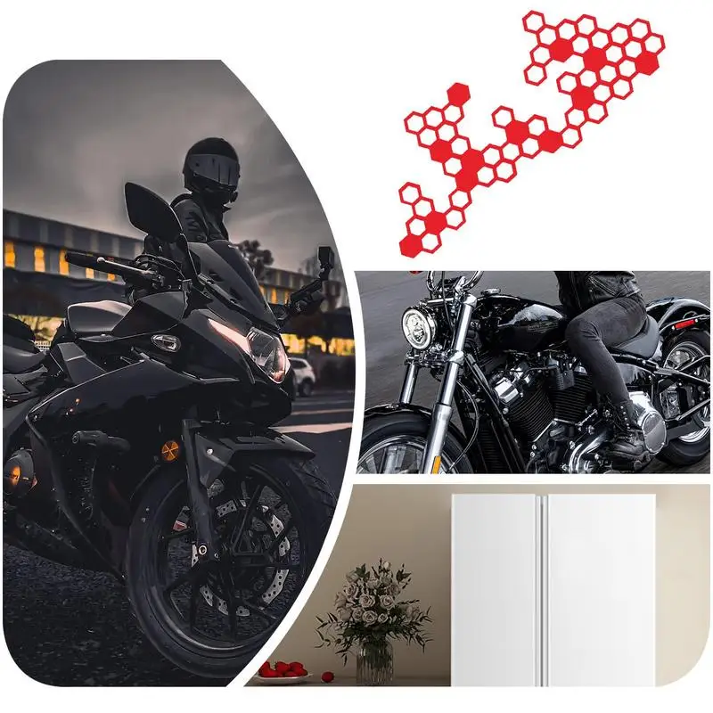 Cool Motorcycle Stickers Hexagonal Modified Motorcycle Decal Decor Honeycomb Design Motorcycle Personality Sticker For Moto