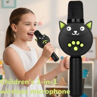Children Wireless Bluetooth Microphone Speaker Karaoke Machine Large Battery 4 Magic Sound TWS TF Card HIFI Stereo Gift for Kids
