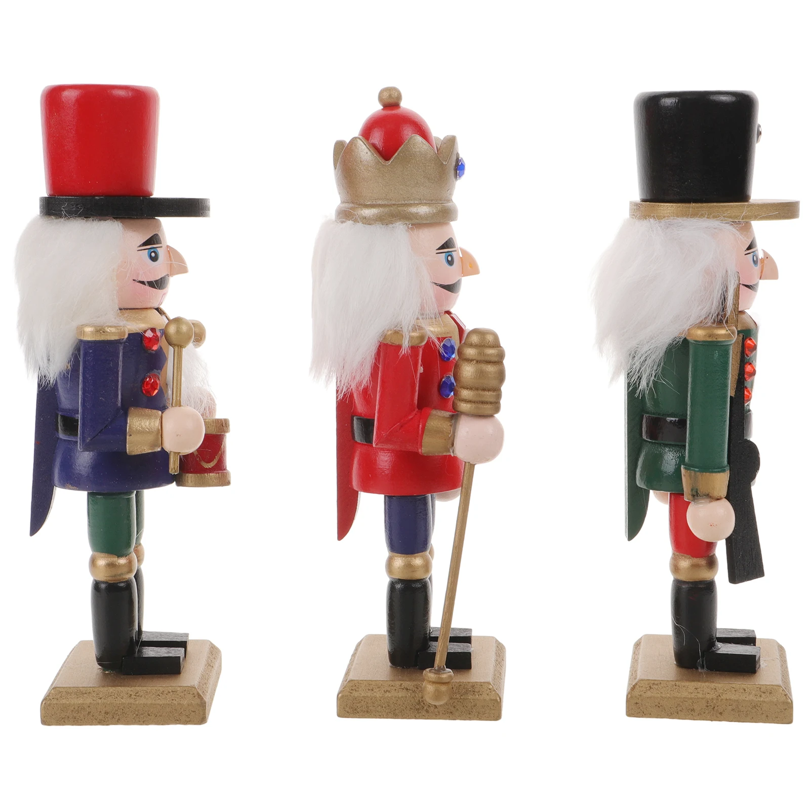 

3pcs Nutcracker Soldier Desktop Figures Wooden Xmas Decor Table Decoration Puppet Walnut Soldier Ornaments Home Decor
