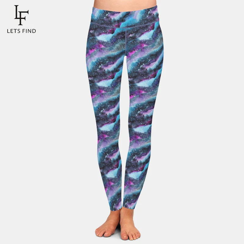 LETSFIND New Arrival Beautiful Galaxy Pattern Print High Waist Women Leggings Fashion Fitness Slim Female Ninth Pants