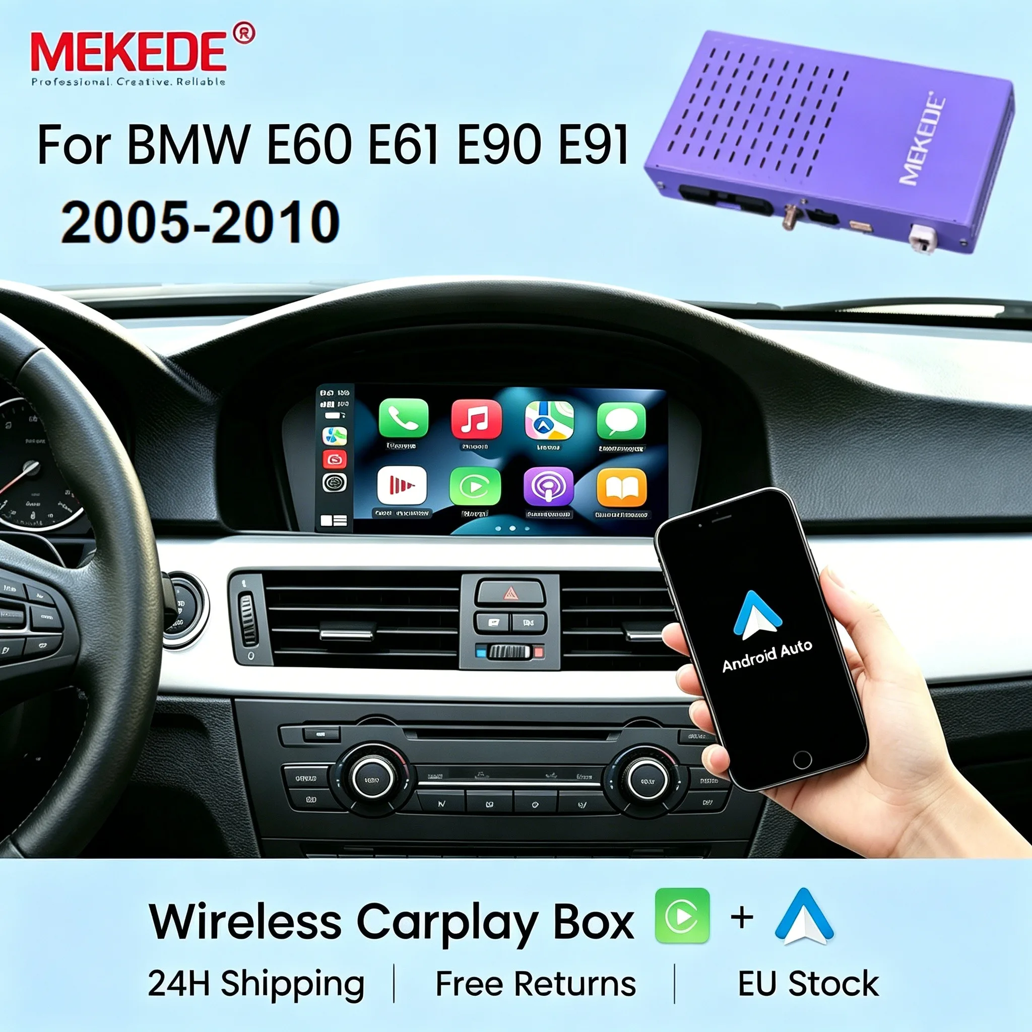 MEKEDE Neues Update Carplay Decoding Box für BMW 5er Serie E60 E61 E63 E64 E90 E91 E92 G30 CCC CIC System Drahtloses Carplay Android Unterstützt Phone Mirror Link