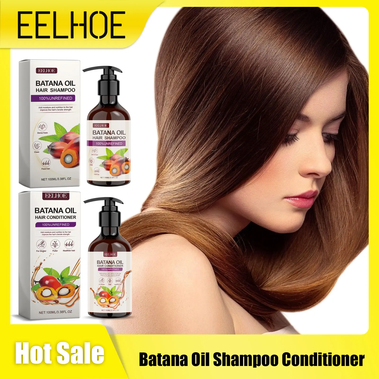 

Shampoo And Conditioner Sets Batana Oil For Hair Deep Moisturizing Repair Damaged Hair Treatment Anti Hair Loss Cleansing Care