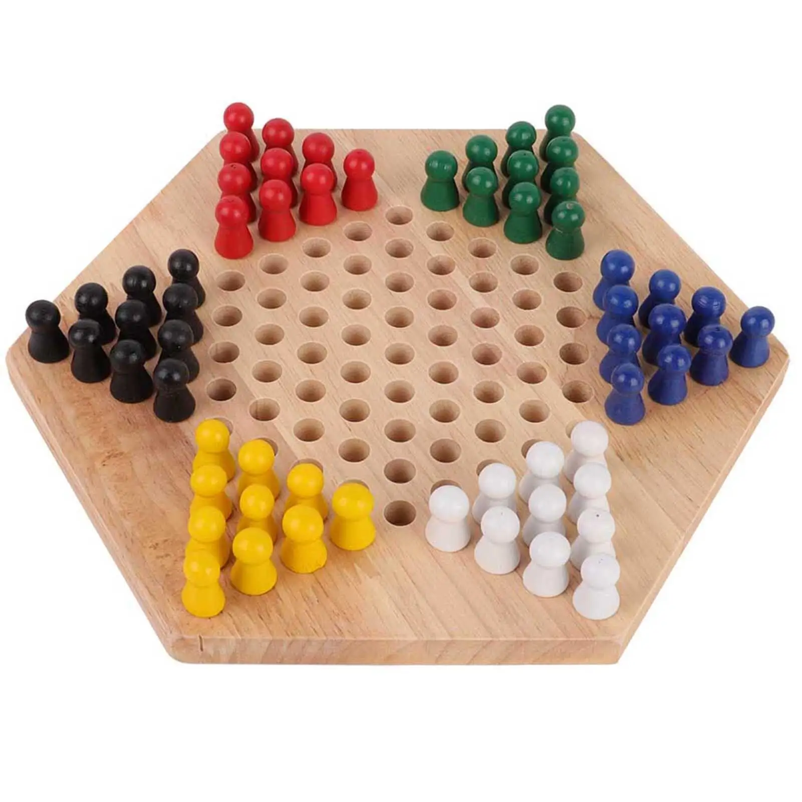 Classic Chinese Checker Game Set - Wooden Educational Board for Kids, Halma & Backgammon Fun