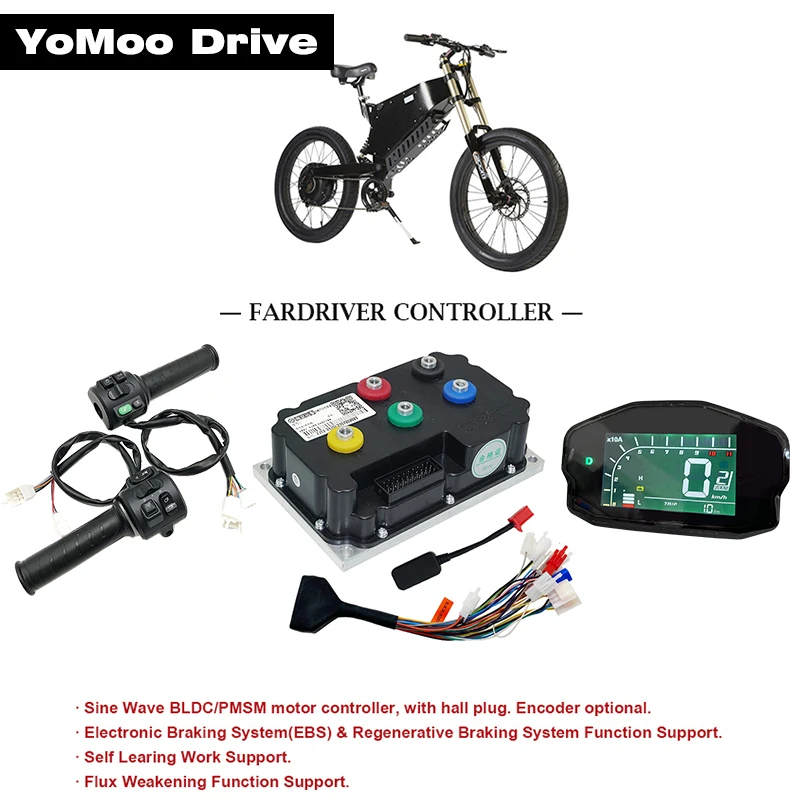

Fardriver ND84530 5000W 84V 330A PMSM BLDC Sine Wave Controller with DKD Display, T08 Throttle For E-BIke Electric Motorcycle