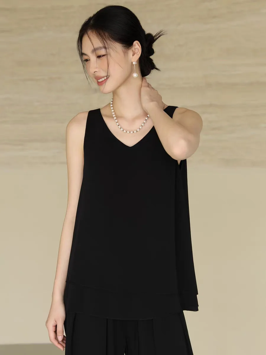 Blusa sin mangas de chifón con cuello halter para mujer, estilo coreano OL, sexy y holgada, para verano
