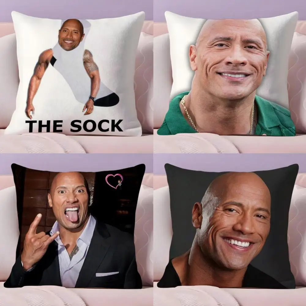 Dwayne The Rock J-Johnson M-Meme Cushion Cover Plush Fabric Soft Double-Sided Printed Sofa Warm Winter Home Gift Pillow Cover