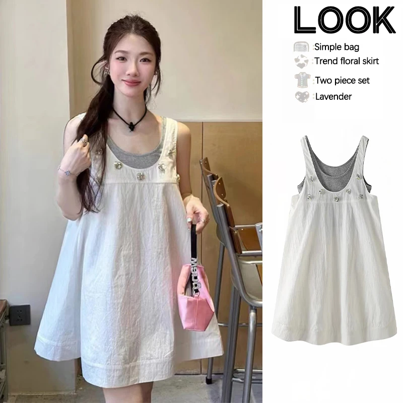 conjunto-de-vestido-de-maternidad-con-cuentas-para-mujer-estilo-coreano-verano-top-gris-con-vestido-blanco-conjunto-de-dos-piezas-para-embarazadas