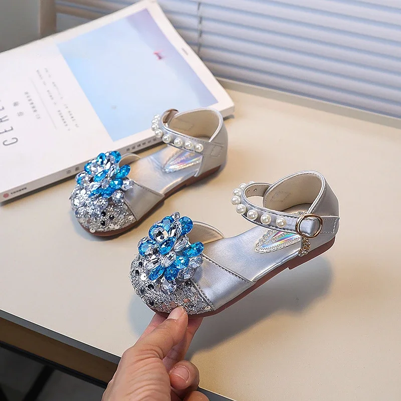 Children's Sandals Catwalk Chic Versatile Girls Summer Shoes Sequins Wedding Party Kids Fashion Princess Causal Flat Sandals