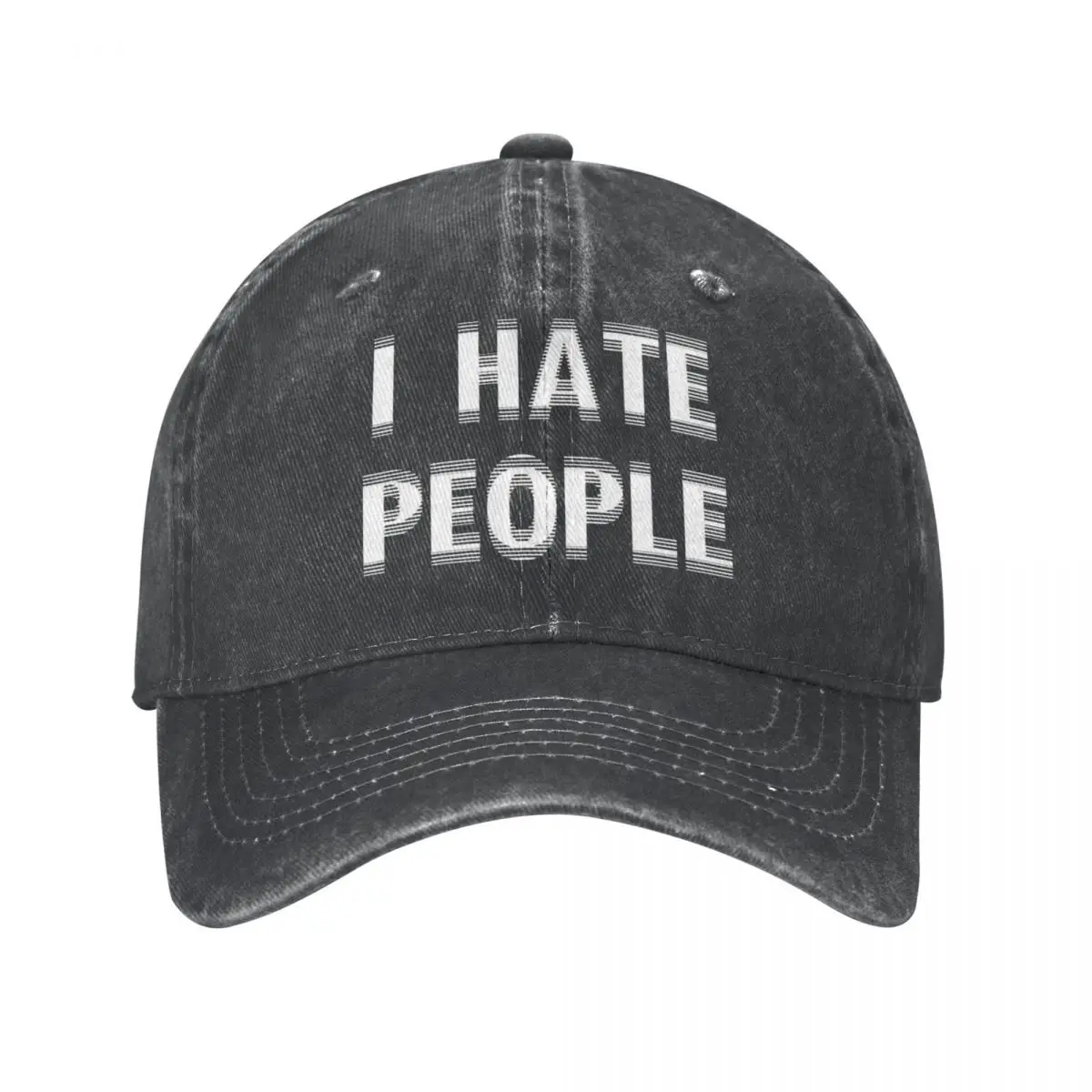 I Hate People Introvert Baseball Cap Sarcastic Solitary Autism Socially Anxious Anxiety Shy Distressed Washed Cap Snapback Cap