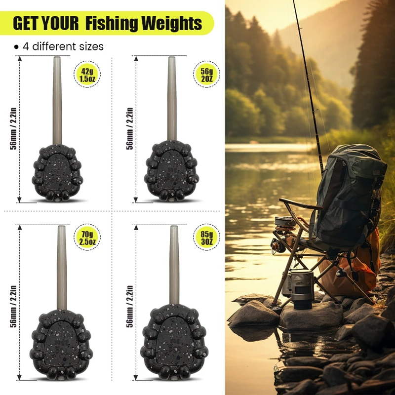 42 جرام (1.5 أونصة)/56 جرام (2 أونصة)/70 جرام (2.5 أونصة)/85 جرام (3 أونصة) أوزان صيد سمك الشبوط مع نظام تغيير سريع من الرصاص #3