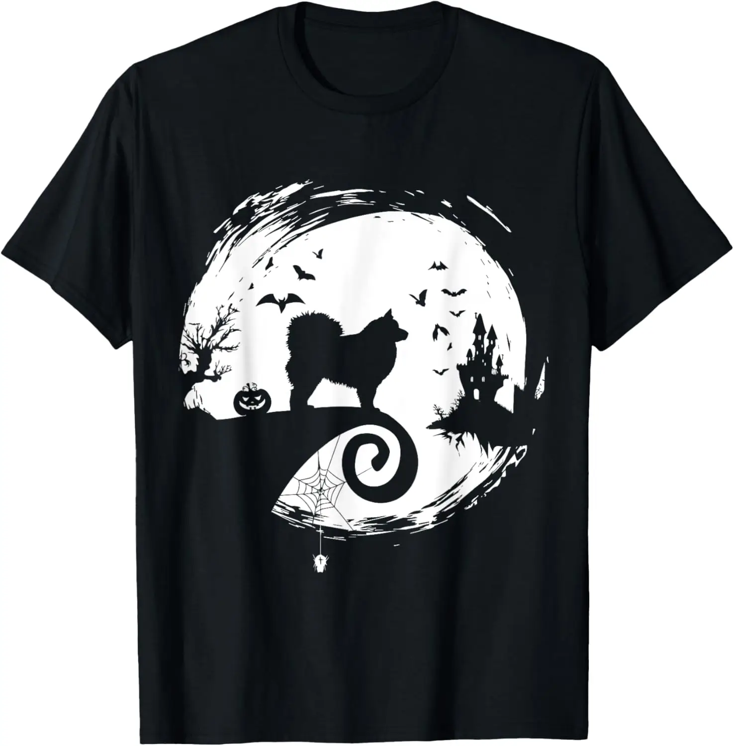 Finnische Lapphund Halloween Kostüm Mond Silhouette gruselige T-Shirt