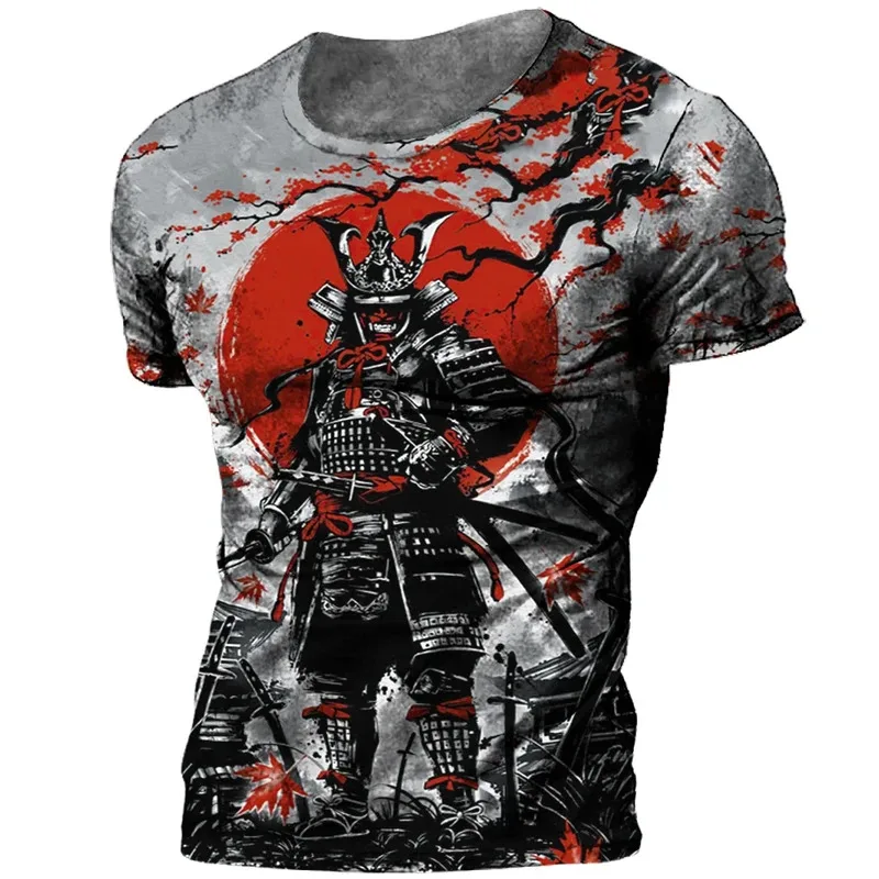 

Japanese samurai T-shirt 3D printed men's streetwear fashion short sleeve crew neck t shirt oversized vintage tops tees clothing
