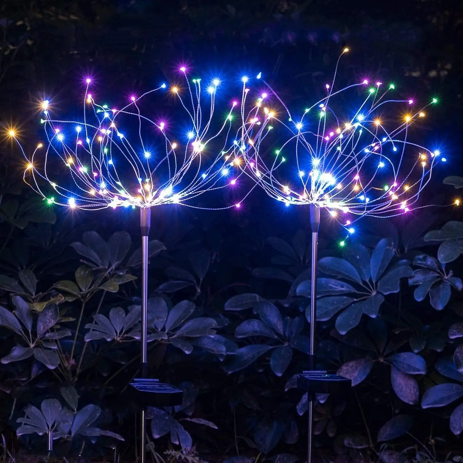 8 Modos de iluminação Solar Garden Lights,Firework Lights 2 Pack Waterproof Decorative Pathway Lights,200 Led Firefly Solar Lights