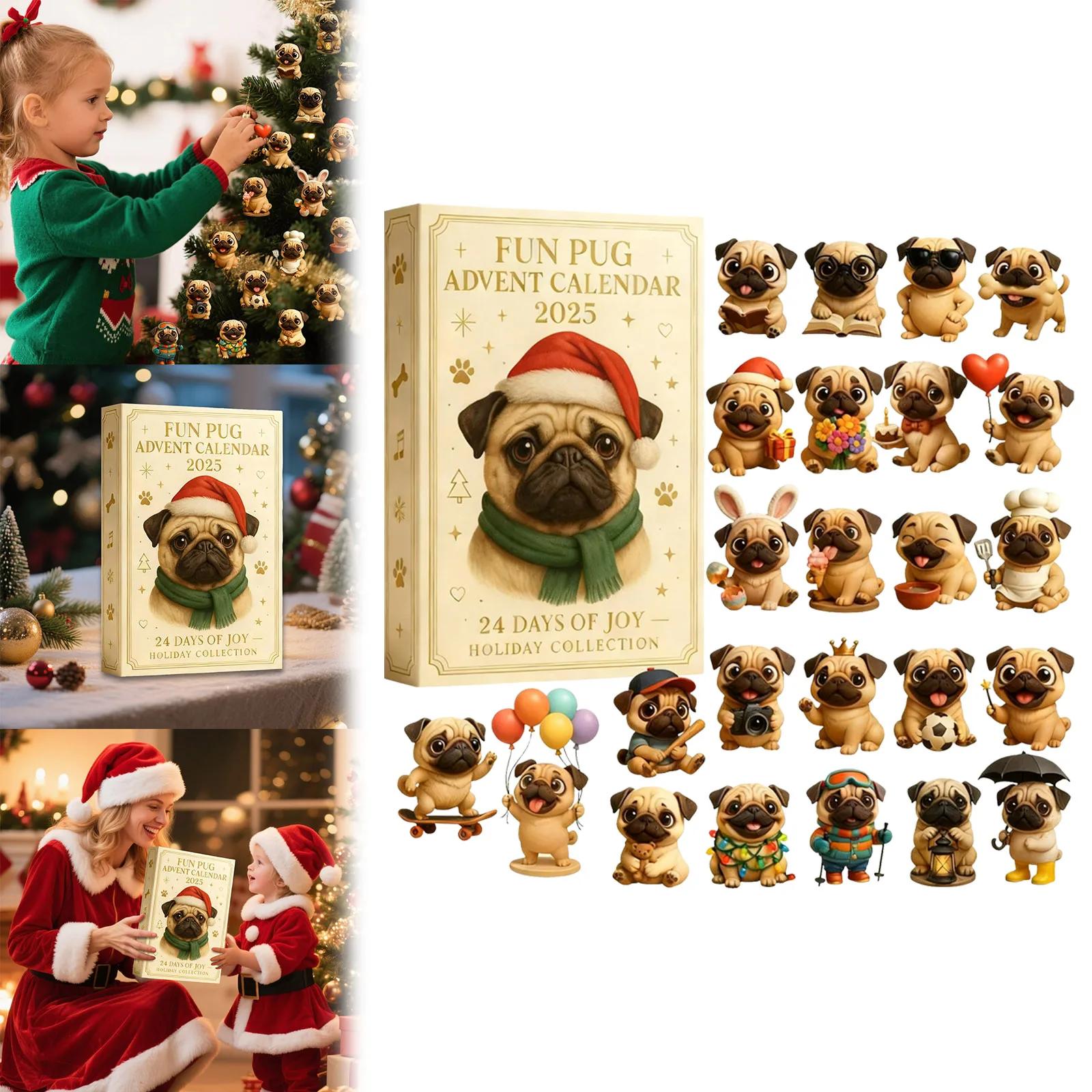 يختتم الموقت بصوت عال الصلصال الصلصال عيد الميلاد تقويم القدوم تحتوي على 24 المعلقات الاكريليك مناسبة لبطارية النافذة مع الموقت #4