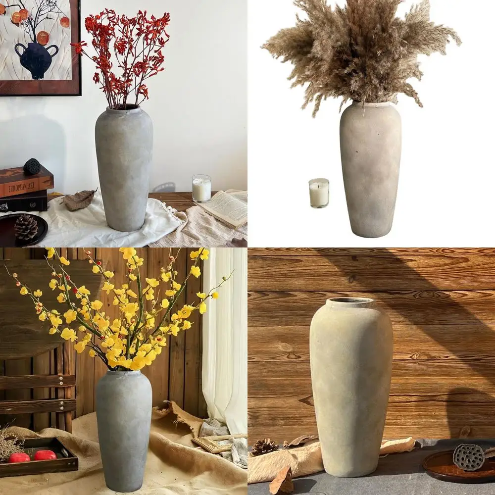 

15 Handcrafted Farmhouse Vase - Rustic White & Grey for Centerpieces, Home & Wedding Decor