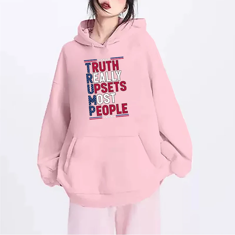 Truth Really Upsets Most People Trump President Hoodie Simple Style Text Printing Winter Clothing Gifts For Supporters