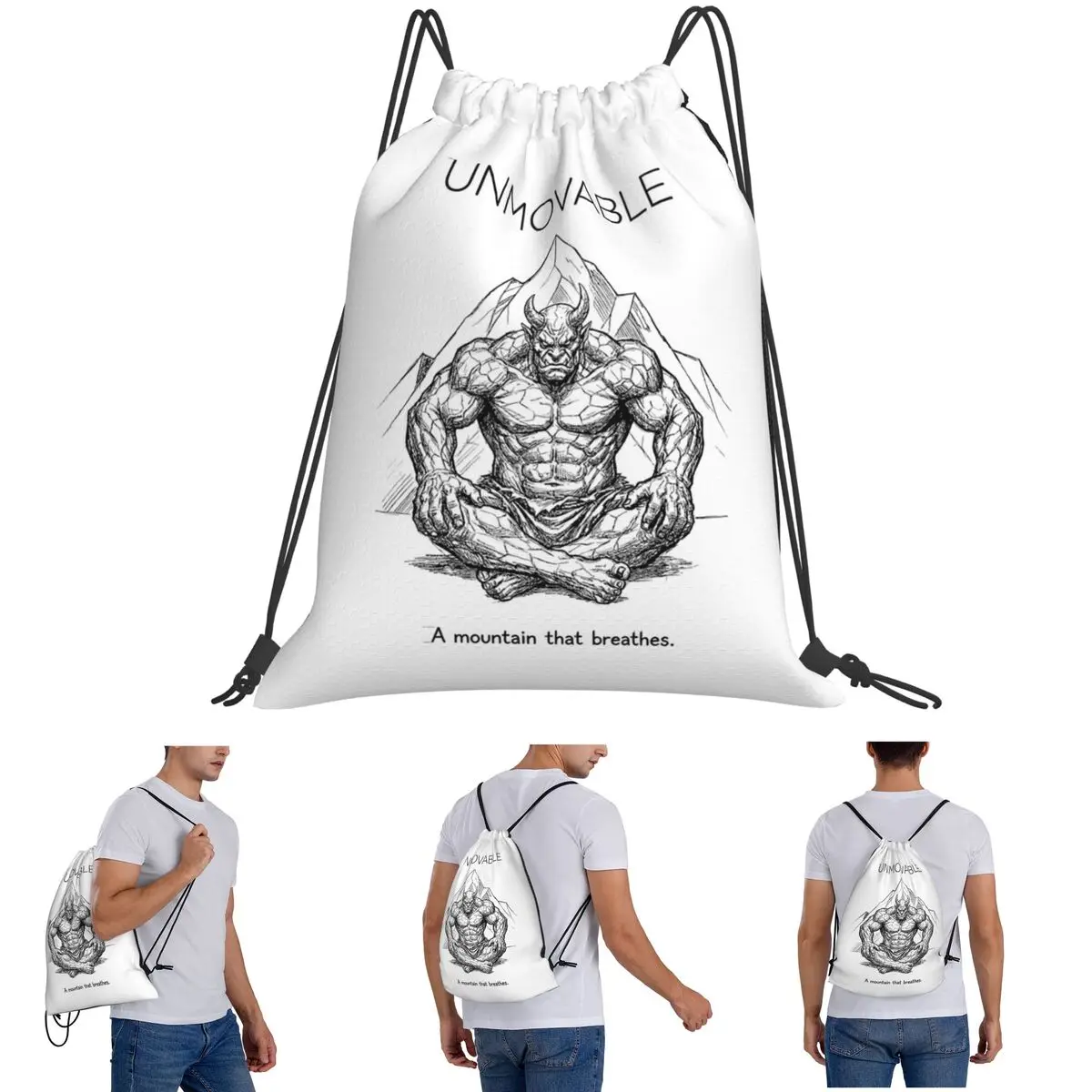 Stone Throne Sentry - Oni Ogre Backpacks Casual Drawstring Bags Storage Bag Book Bags for Travel School