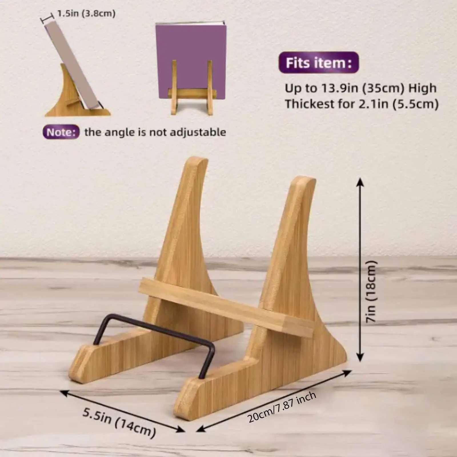 Bookstand Bookrest Multifunctional Office Rack Wooden Cookbook Holder for Kitchen Countertop Textbooks Reading Cooking Photo