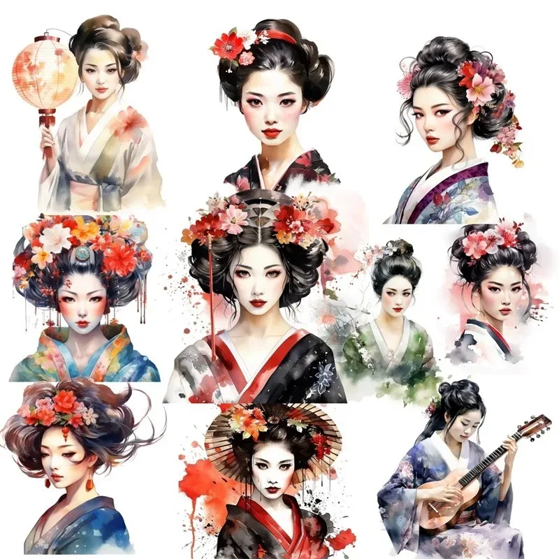 Cute Hand Account Japanese Geisha and Kimono Girls Stickers Girl Phone Case Photo Album DIY Decoration Stationery