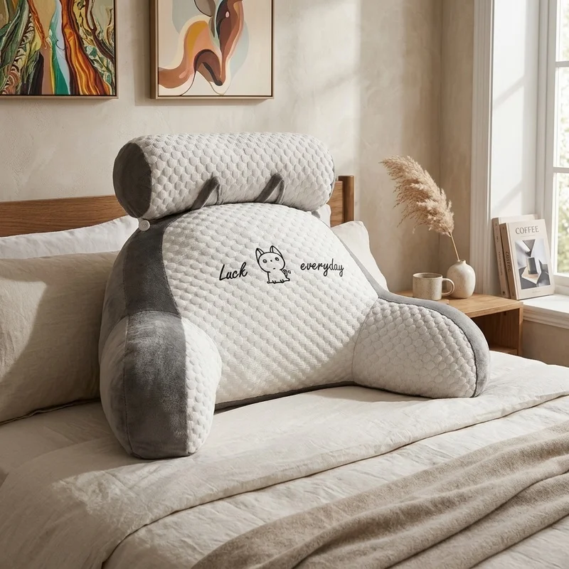 Ergonomic Reading Pillow with Back Support Removable Washable Cover for Bed Sofa Floor Comfort Cushion