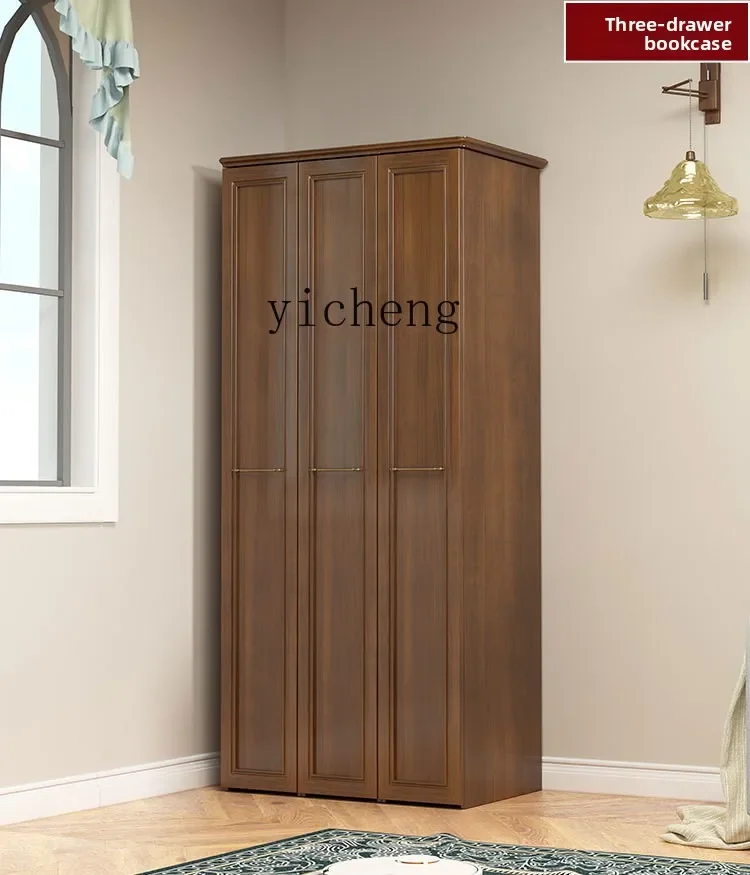r5.13 Solid Wood Door Bookshelf Small Apartment Side Pull-out Cabinet Storage Cabinet