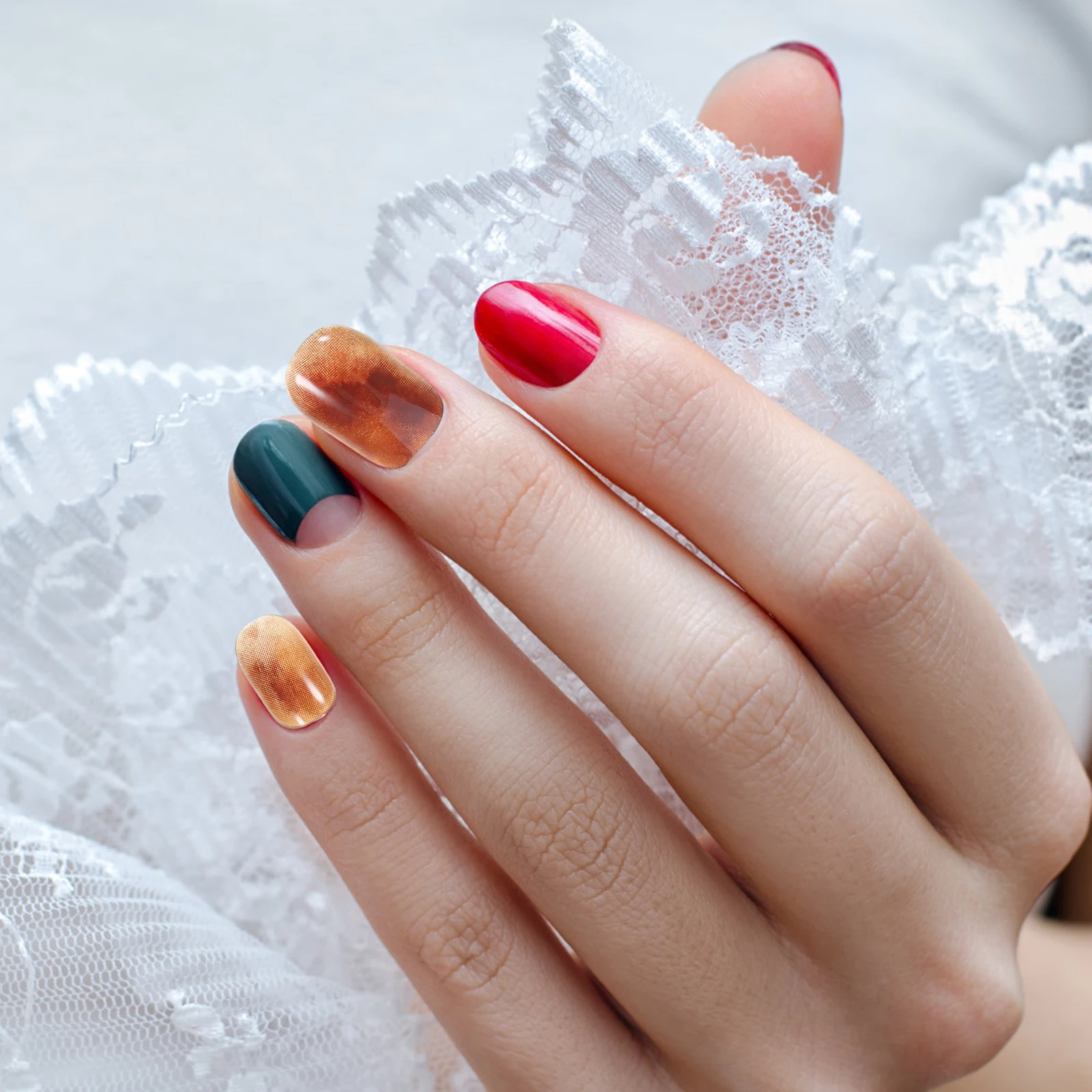 

24pcs Fake Nails Jelly Press On Short Natural Gel Nail Tips Full Cover ABS Material Long Lasting Durable Professional Safe