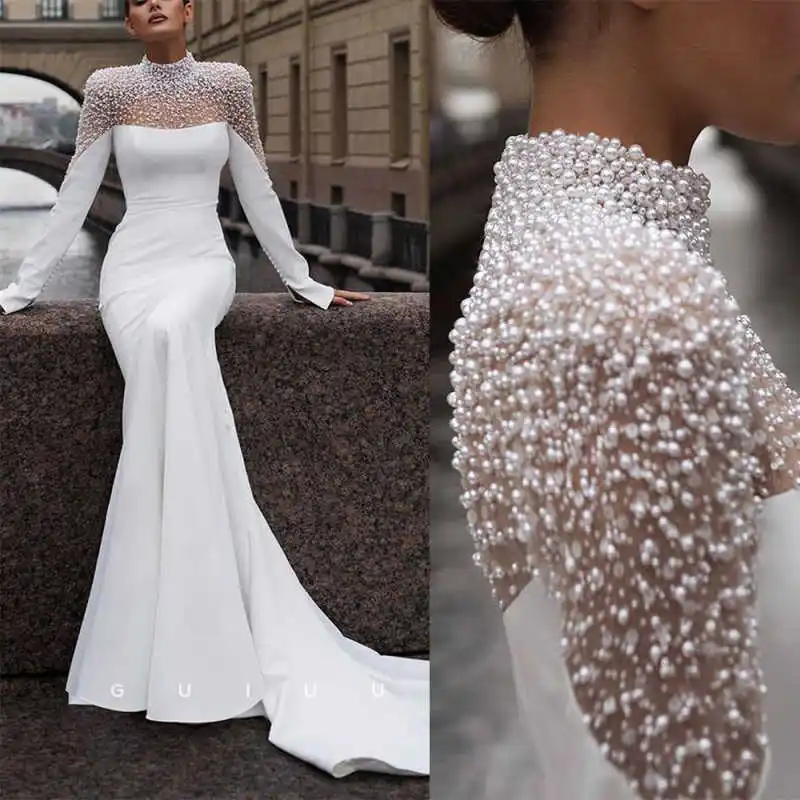 

Элегантные свадебные платья Русалка Свадебные платья Цветы Жемчуг Полный случай Плюс Размер Vestidos De Novia Цвет индивидуального размера