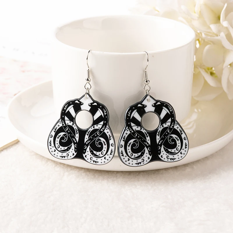 1Pair  Ouija Planchette Drop Earrings Creative Acrylic Magic Snake Muchroom For Woman Birthday Gift