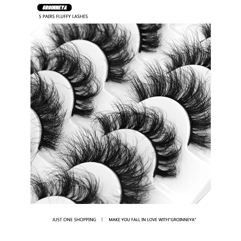 太いミンクの髪でふわふわの3Dメイク,5ペア,6ペア