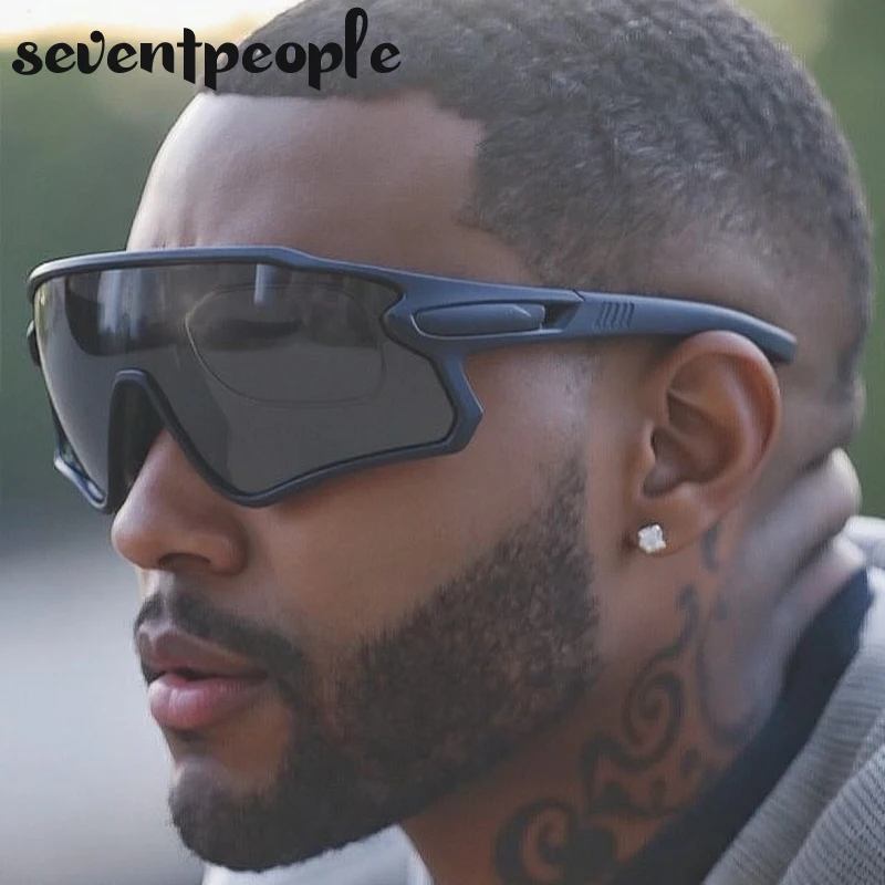 

Polarized Oversized One-Piece Shield Sunglasses Men 2025 Luxury Brand Vintage Outdoor Cycling Goggle Sun Glasses For Male UV400