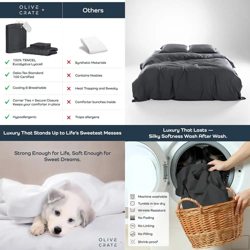 

Комплект охлаждающих пододеяльников King Size с угольным эвкалиптом — гипоаллергенный, лиоцелловый, мягкий, контроль температуры со скрытой кнопкой и