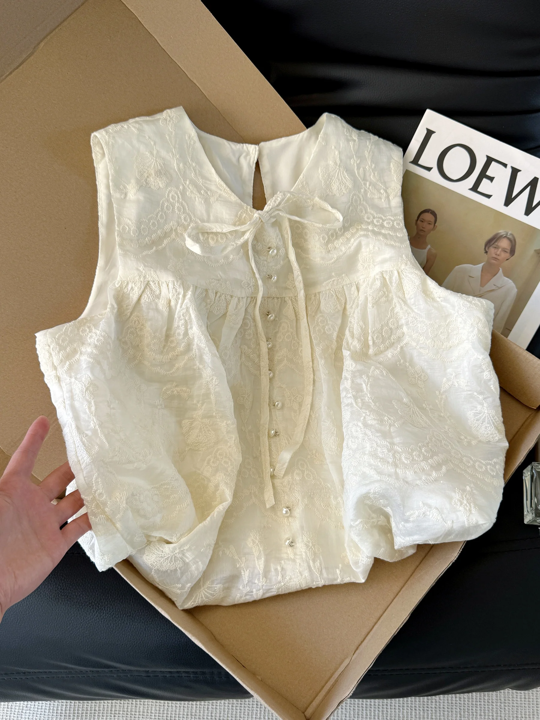 여름 신상 여성 자수 레이스 이르트 베스트 스몰 탑 슬림 이너 및 아우터웨어 트렌디 코튼 실크 혼방